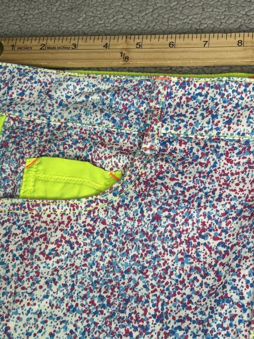 Andrew Christian Shorts Mens 32 Multicolor Neon Splatter Chino Stretch 2" Inseam - Picture 6 of 12